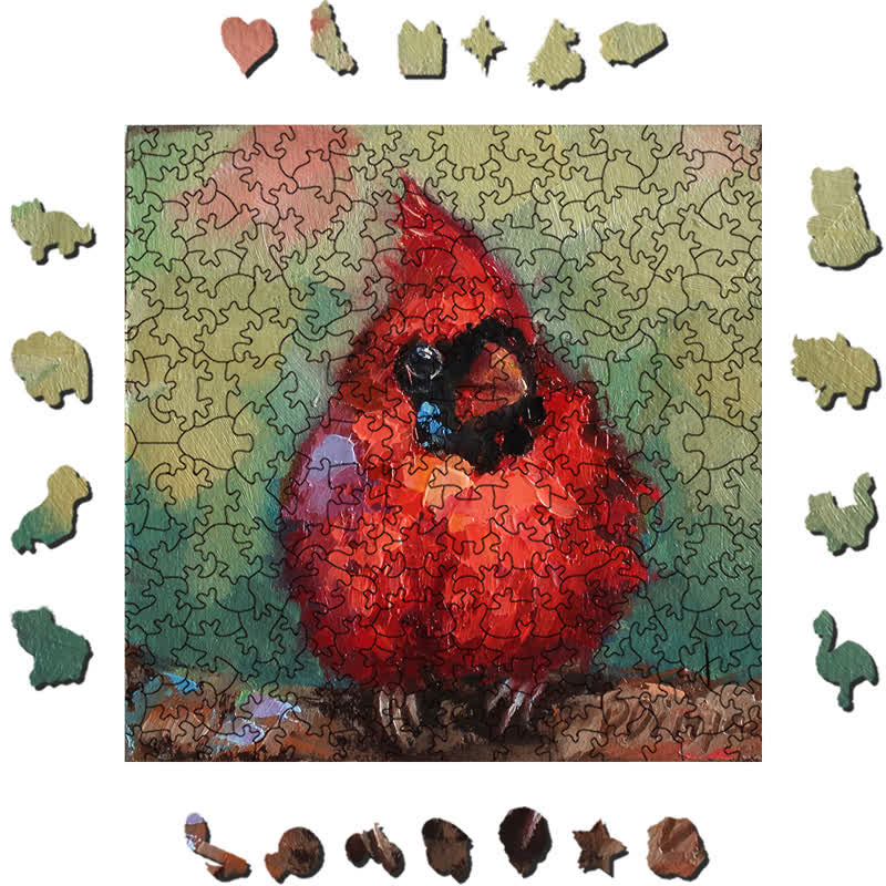 Rubbyoo Red Cardinal - Wooden Jigsaw Puzzle