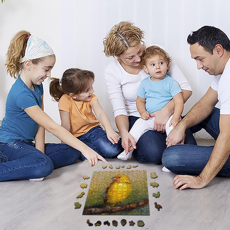 Rubbyoo Yellow Saffron Finch Bird - Wooden Jigsaw Puzzle