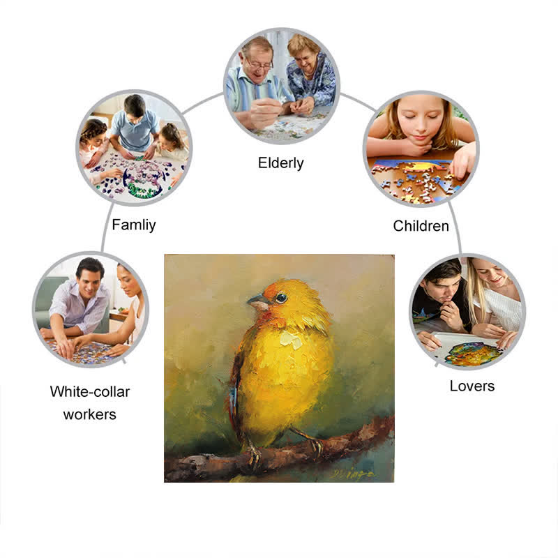 Rubbyoo Yellow Saffron Finch Bird - Wooden Jigsaw Puzzle