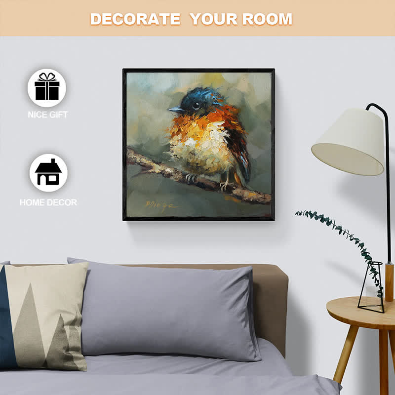 Rubbyoo Orange Black Flycatcher Bird - Wooden Jigsaw Puzzle