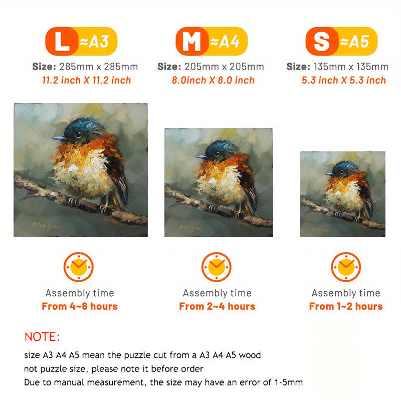 Rubbyoo Orange Black Flycatcher Bird - Wooden Jigsaw Puzzle