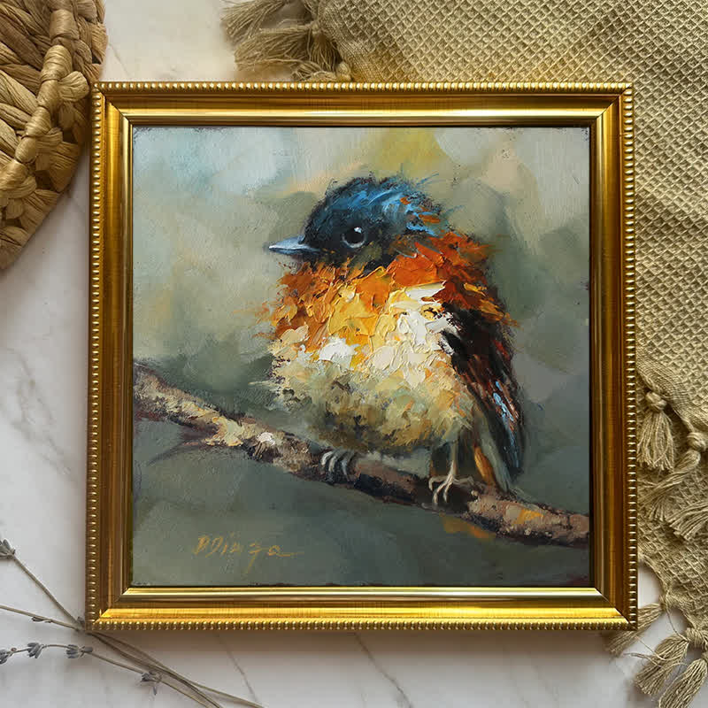 Rubbyoo Orange Black Flycatcher Bird - Wooden Jigsaw Puzzle