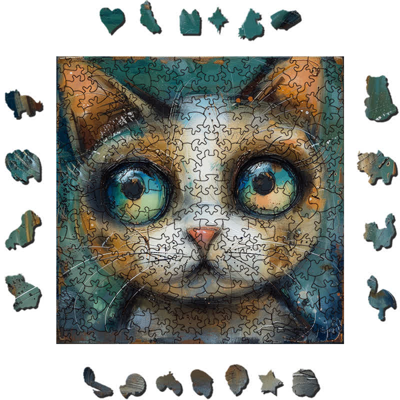 Rubbyoo Dull Cat - Wooden Jigsaw Puzzle