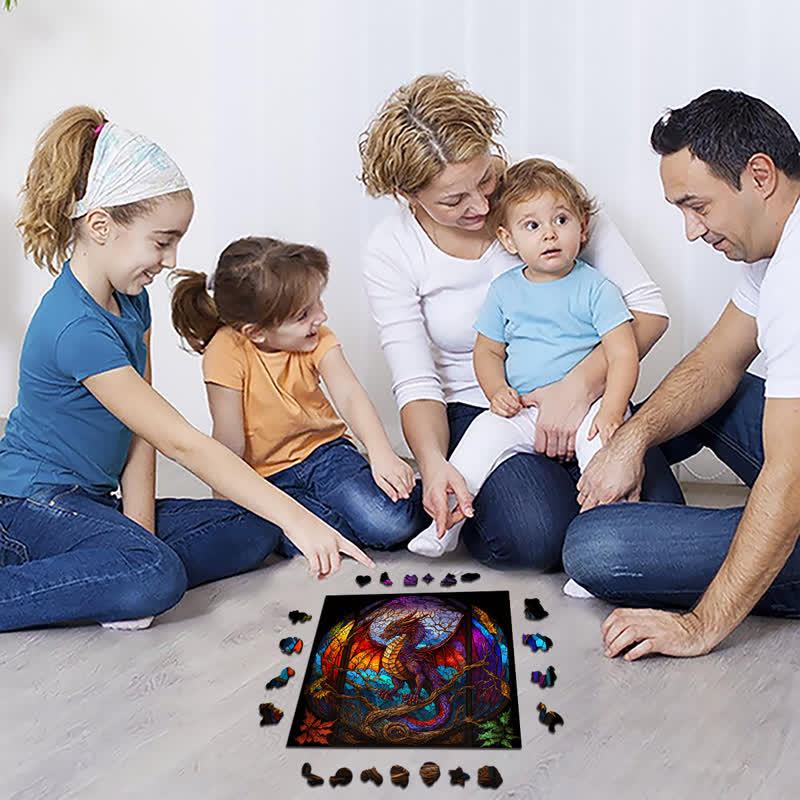 Rubbyoo Dragon Stained -1 Wooden Jigsaw Puzzle