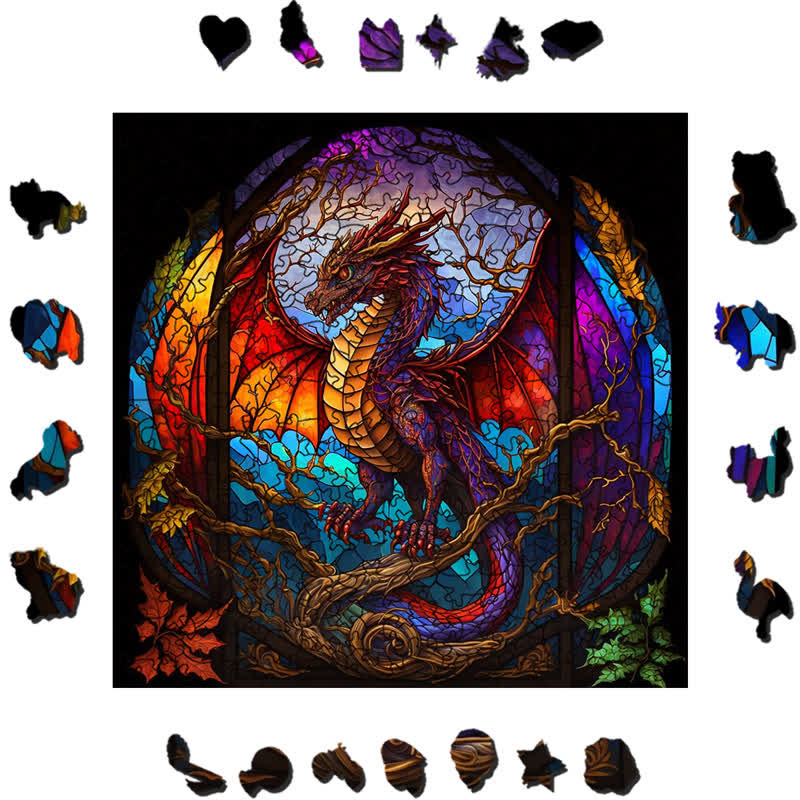 Rubbyoo Dragon Stained -1 Wooden Jigsaw Puzzle
