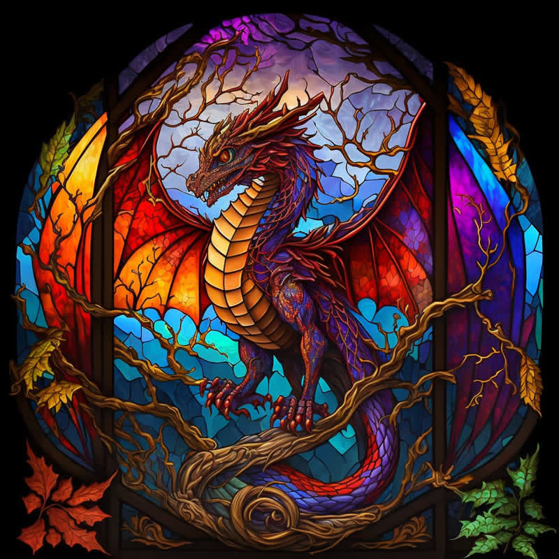 Rubbyoo Dragon Stained -1 Wooden Jigsaw Puzzle
