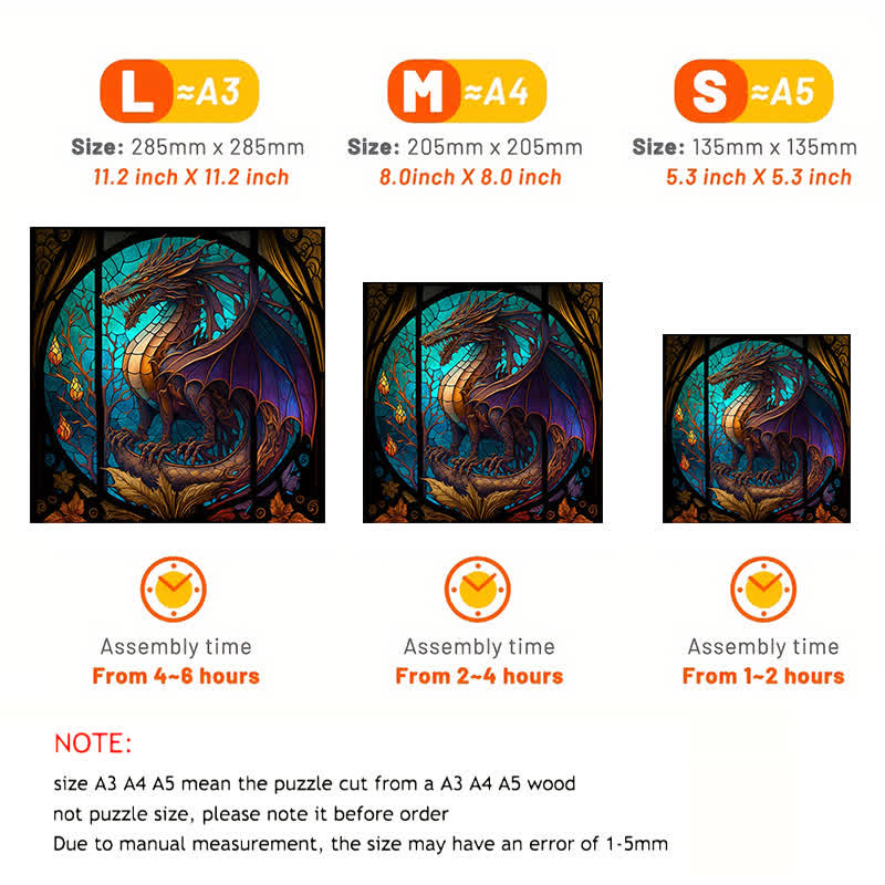 Rubbyoo Dragon Stained -2 Wooden Jigsaw Puzzle