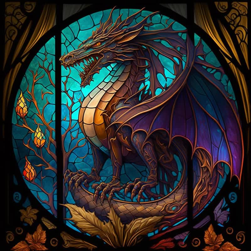 Rubbyoo Dragon Stained -2 Wooden Jigsaw Puzzle