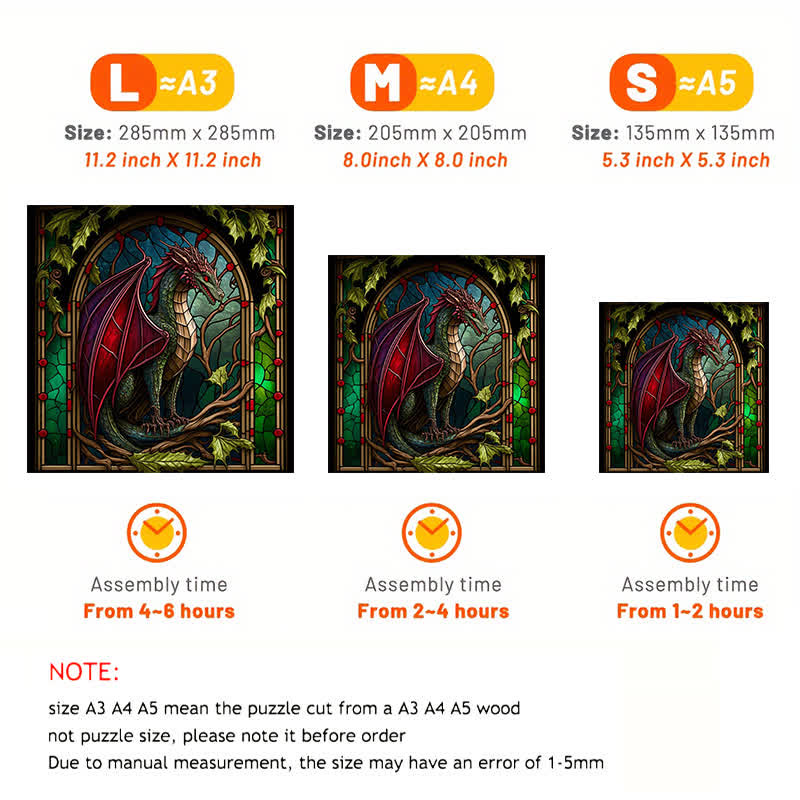 Rubbyoo Dragon Stained -3 Wooden Jigsaw Puzzle