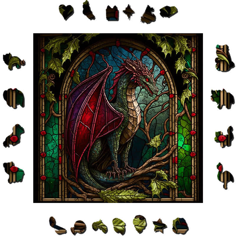 Rubbyoo Dragon Stained -3 Wooden Jigsaw Puzzle