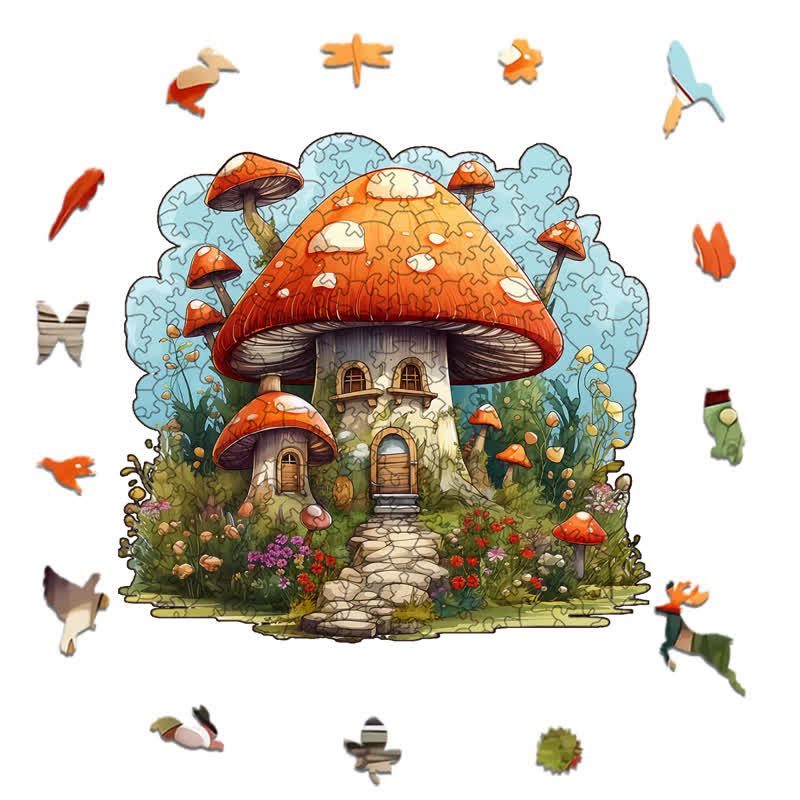 Rubbyoo Mushroom Fairy House - Wooden Jigsaw Puzzle