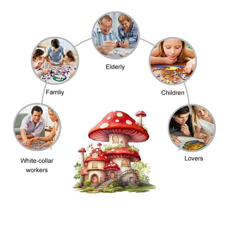 Rubbyoo Fairy Mushroom - Wooden Jigsaw Puzzle