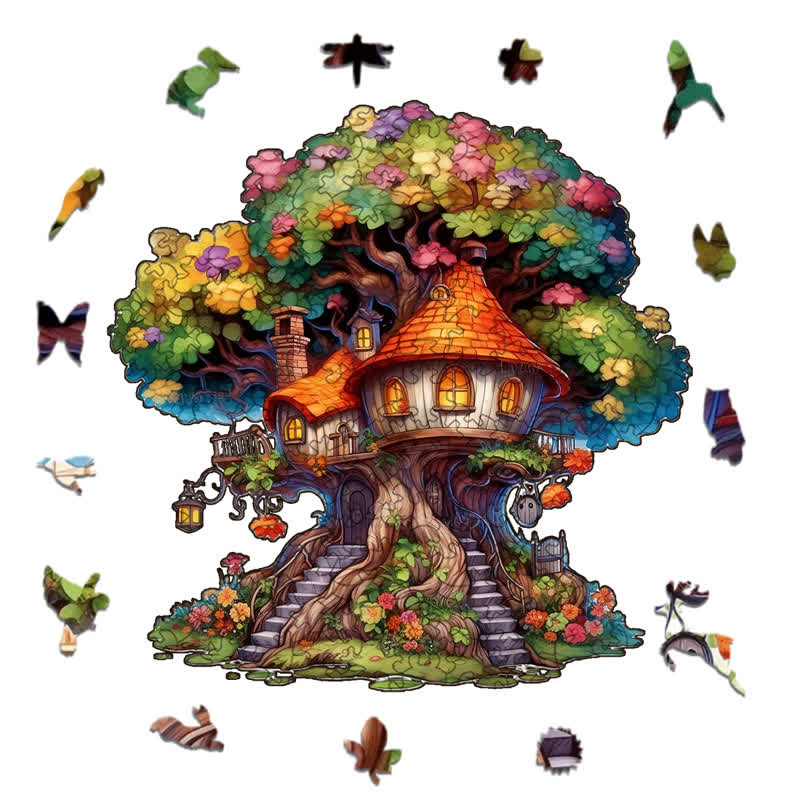 Rubbyoo Mushroom home - Wooden Jigsaw Puzzle