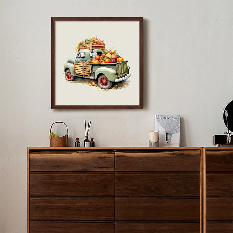 Rubbyoo Farm Truck Pumpkins Stock - Wooden Jigsaw Puzzle