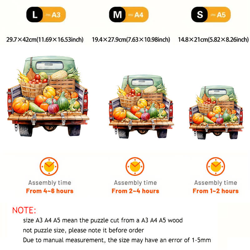 Rubbyoo Retro Trucks Fall Sublimation - Wooden Jigsaw Puzzle