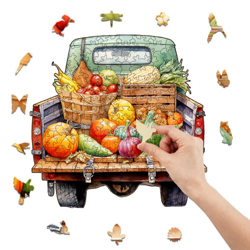 Rubbyoo Retro Trucks Fall Sublimation - Wooden Jigsaw Puzzle