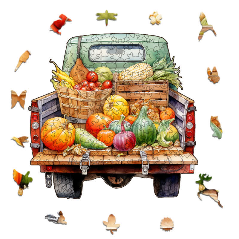 Rubbyoo Retro Trucks Fall Sublimation - Wooden Jigsaw Puzzle