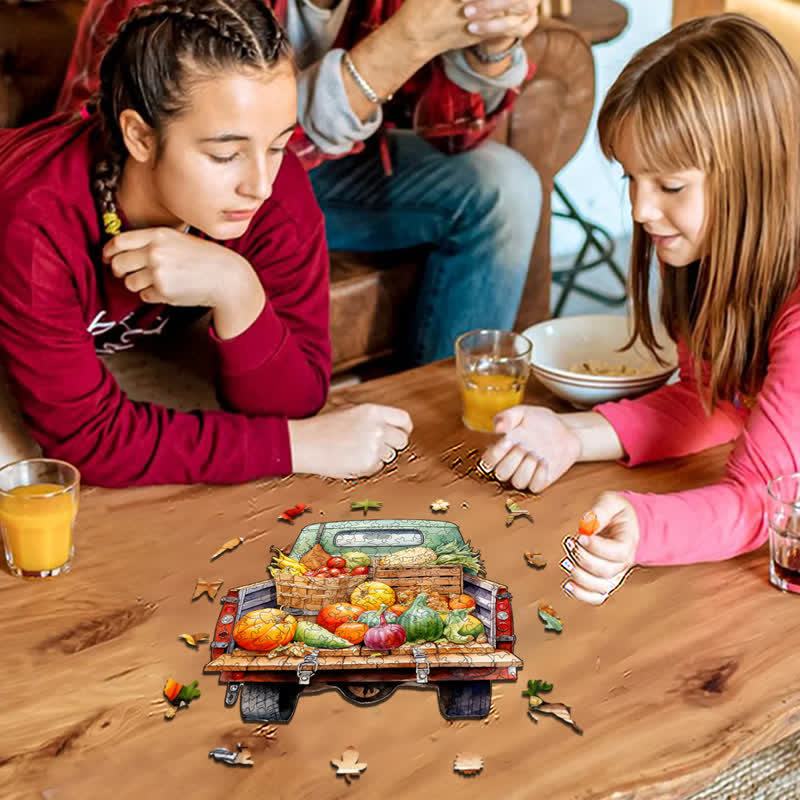 Rubbyoo Retro Trucks Fall Sublimation - Wooden Jigsaw Puzzle