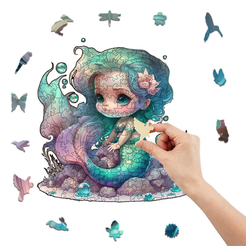 Rubbyoo Cute Mermaid Princess - Wooden Jigsaw Puzzle