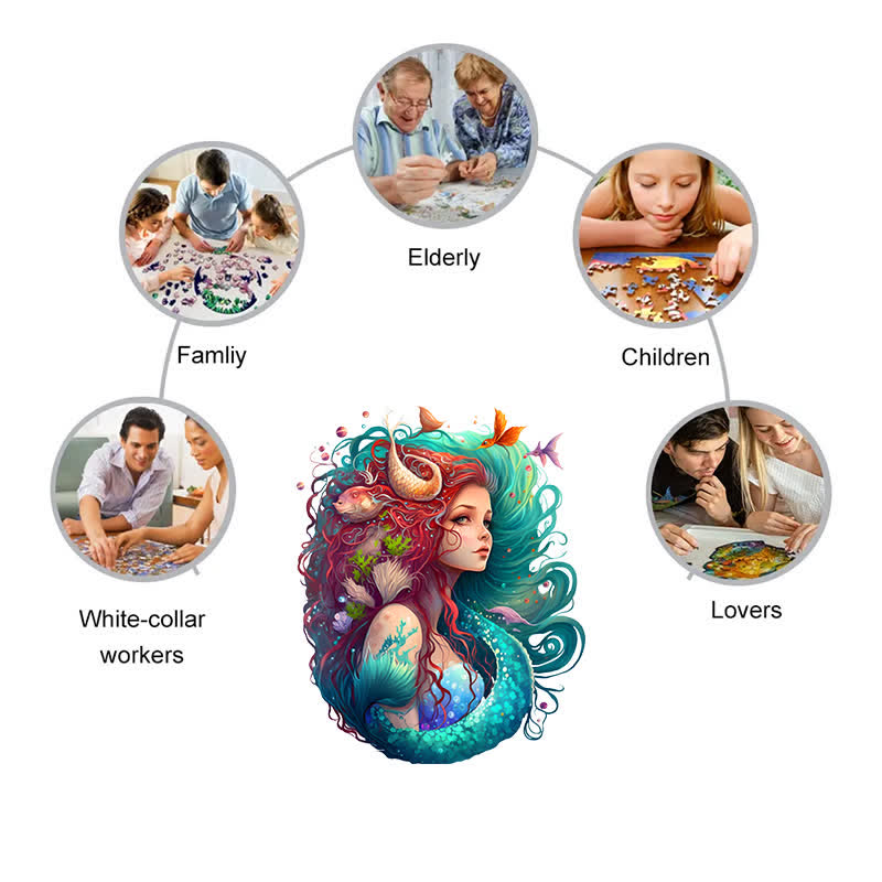 Rubbyoo Elegant Mermaid Princess - Wooden Jigsaw Puzzle