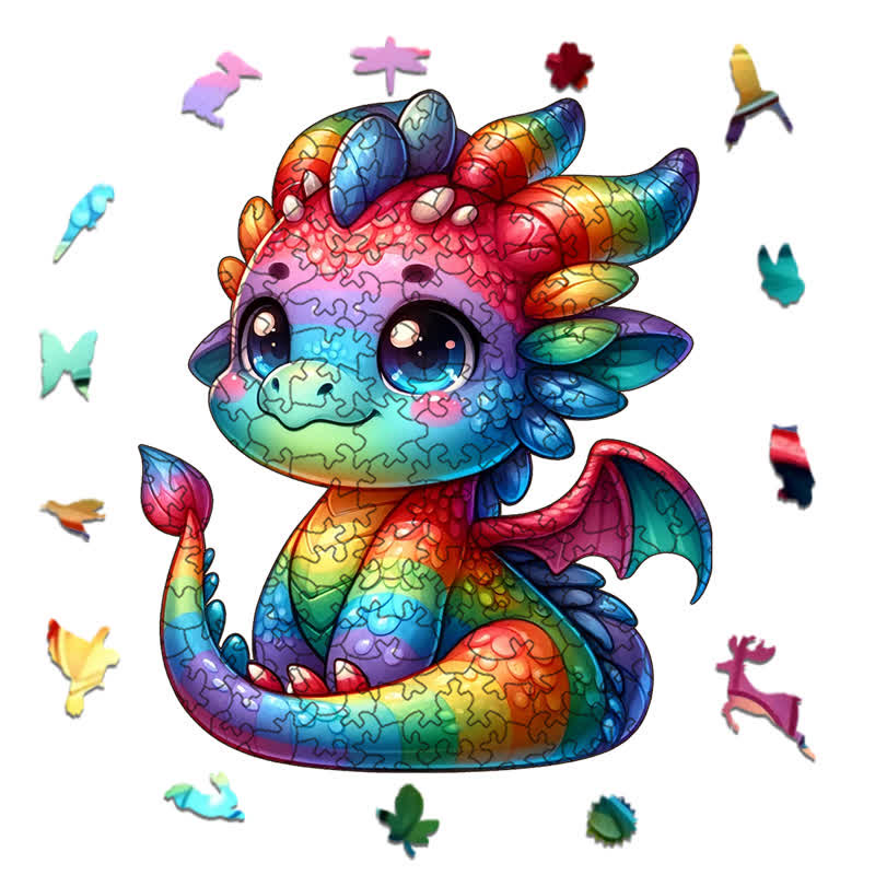 Rubbyoo Colorful Baby Dragon - Wooden Jigsaw Puzzle