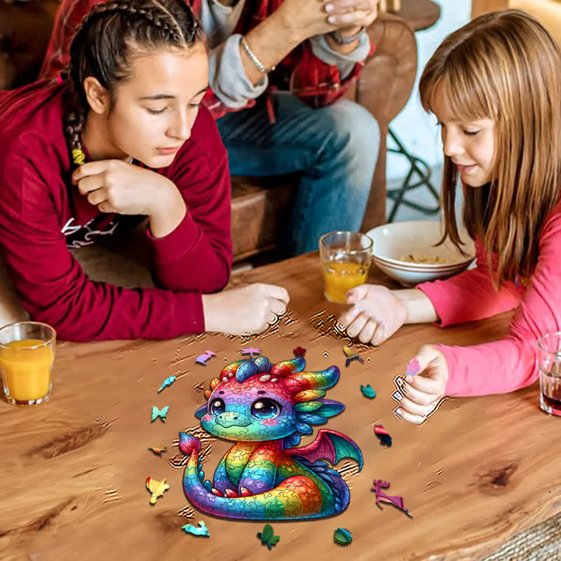 Rubbyoo Colorful Baby Dragon - Wooden Jigsaw Puzzle