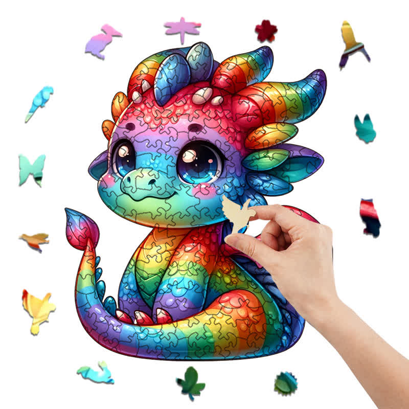 Rubbyoo Colorful Baby Dragon - Wooden Jigsaw Puzzle