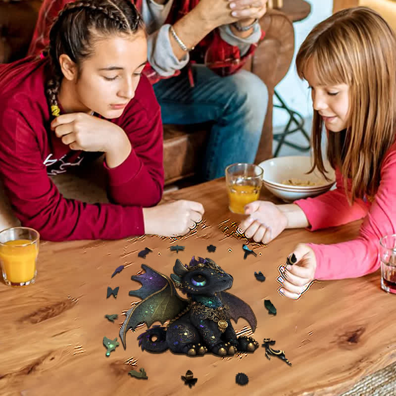 Rubbyoo Black Baby Dragon - Wooden Jigsaw Puzzle