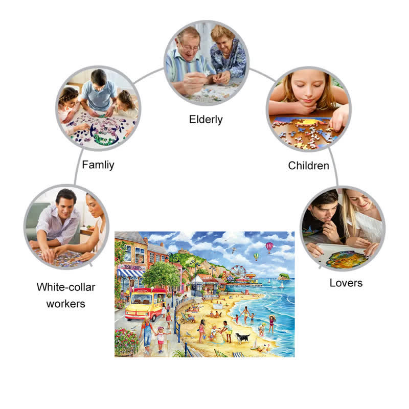 Rubbyoo Seaside Promenade - Wooden Jigsaw Puzzle