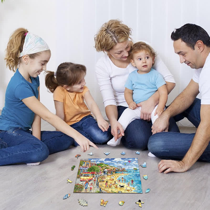 Rubbyoo Seaside Promenade - Wooden Jigsaw Puzzle