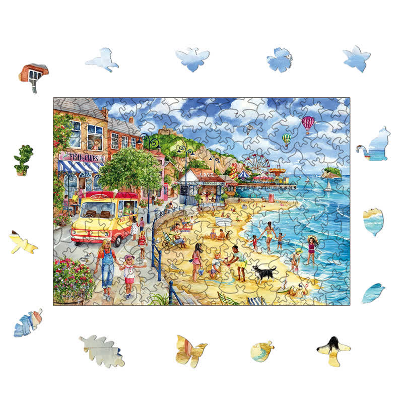 Rubbyoo Seaside Promenade - Wooden Jigsaw Puzzle