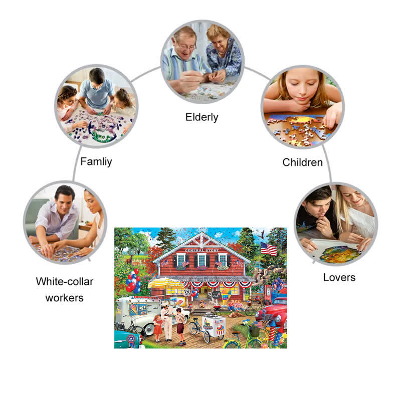 Rubbyoo Fourth of July - Wooden Jigsaw Puzzle