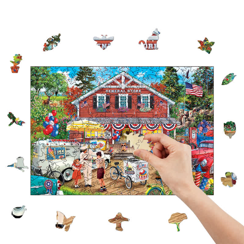 Rubbyoo Fourth of July - Wooden Jigsaw Puzzle
