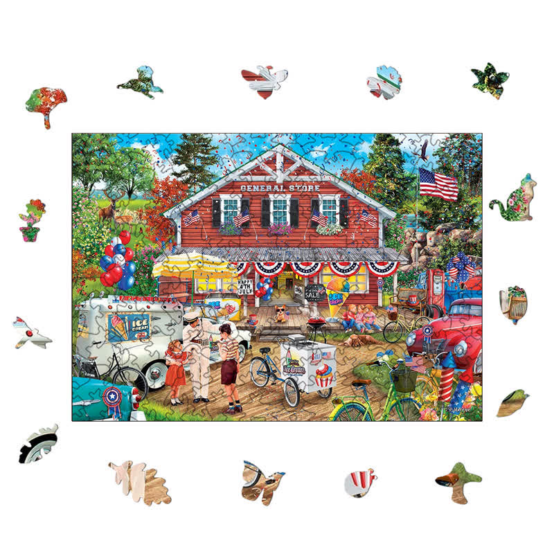 Rubbyoo Fourth of July - Wooden Jigsaw Puzzle