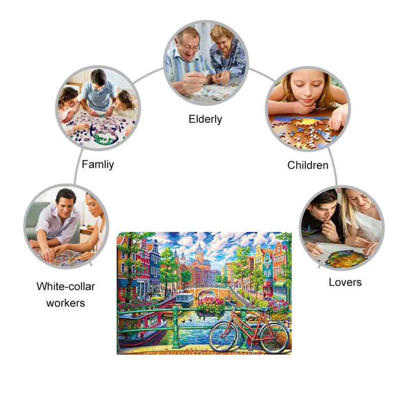 Rubbyoo Amsterdam Canal - Wooden Jigsaw Puzzle