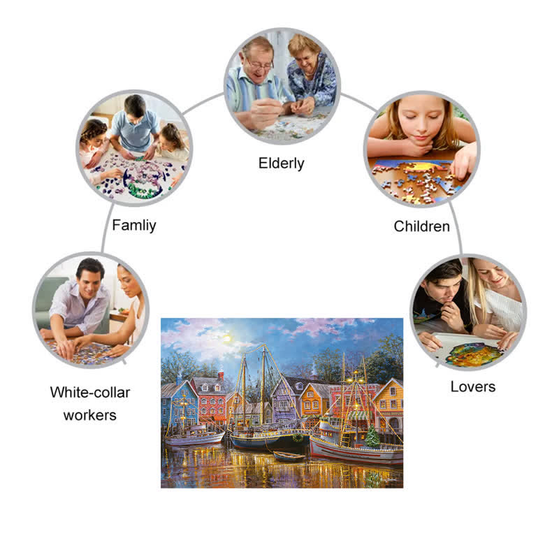 Rubbyoo Ships Aglow - Wooden Jigsaw Puzzle