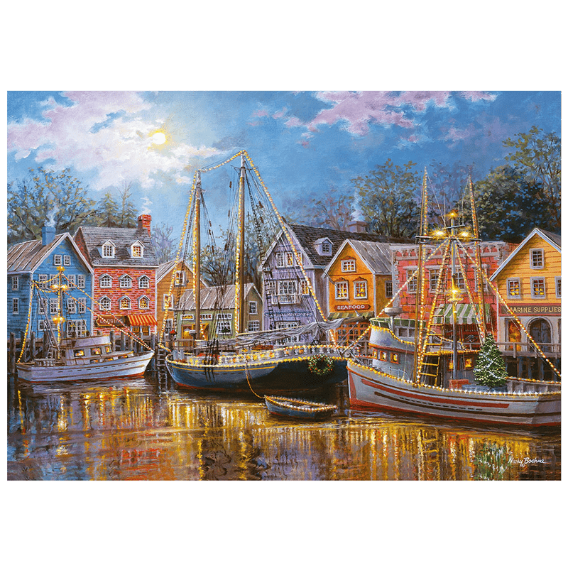 Rubbyoo Ships Aglow - Wooden Jigsaw Puzzle