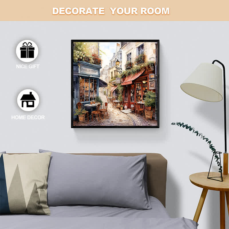 Rubbyoo Cafe in Narrow Alley - Wooden Jigsaw Puzzle