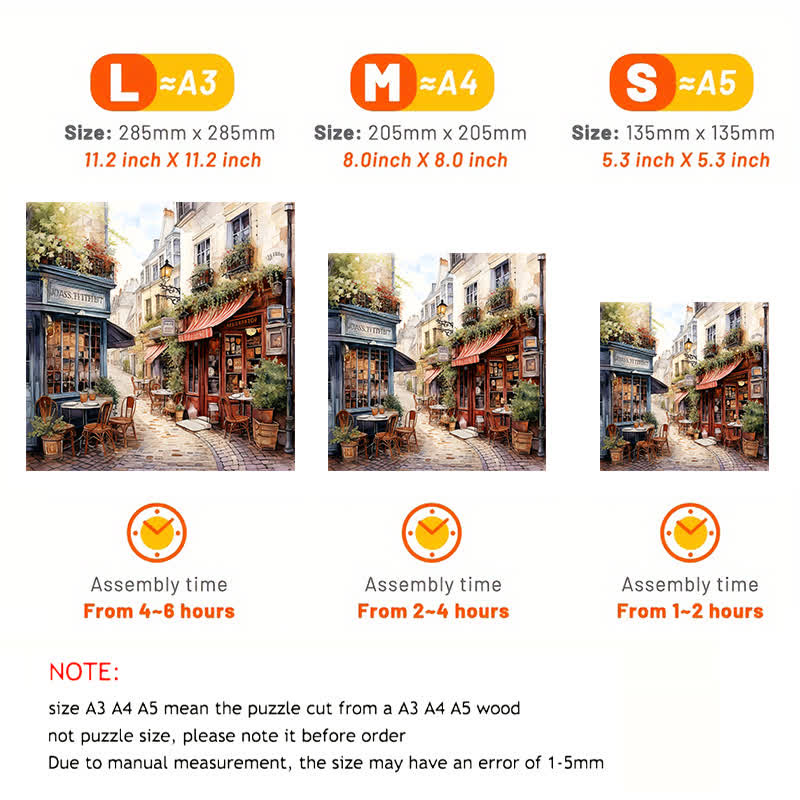 Rubbyoo Cafe in Narrow Alley - Wooden Jigsaw Puzzle