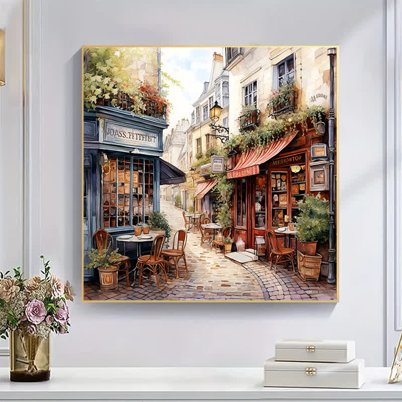 Rubbyoo Cafe in Narrow Alley - Wooden Jigsaw Puzzle