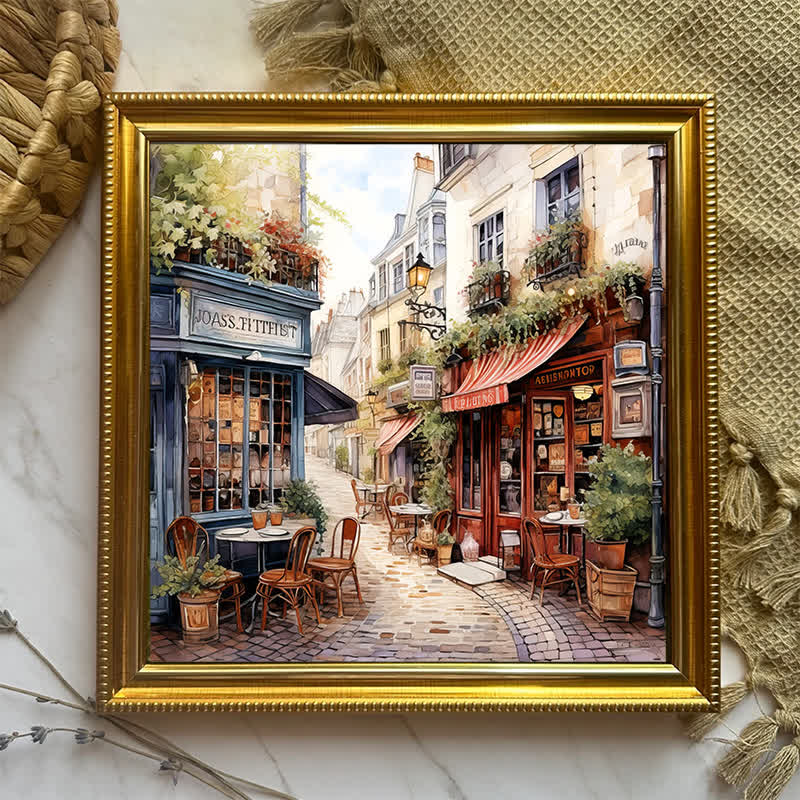 Rubbyoo Cafe in Narrow Alley - Wooden Jigsaw Puzzle
