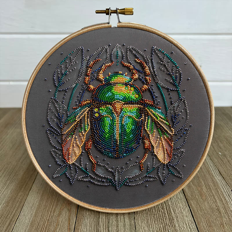 Rubbyoo Bead Embroidery Kit - Emerald Beetle | Personalized Insect Craft | Wall Hanging Artwork - image 7