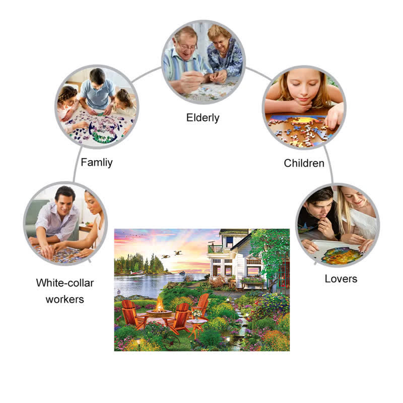 Rubbyoo My Happy Place Harbor House  - Wooden Jigsaw Puzzle