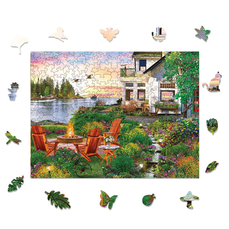 Rubbyoo My Happy Place Harbor House  - Wooden Jigsaw Puzzle