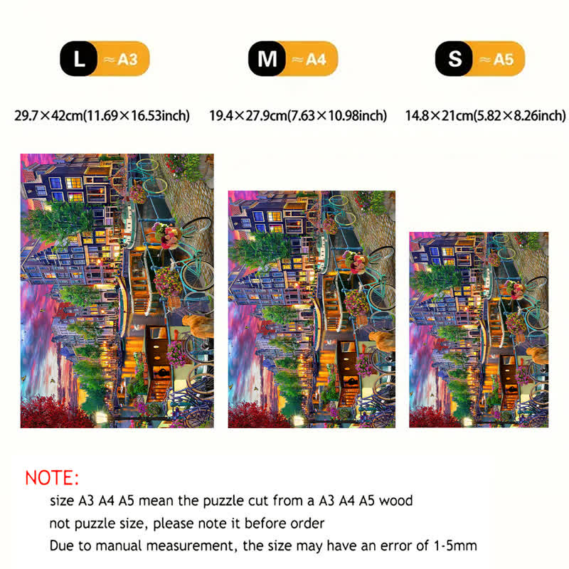 Rubbyoo Biking in Amsterdam - Wooden Jigsaw Puzzle