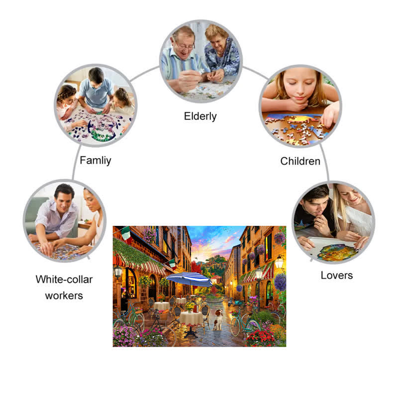 Rubbyoo Biking Through Italy - Wooden Jigsaw Puzzle