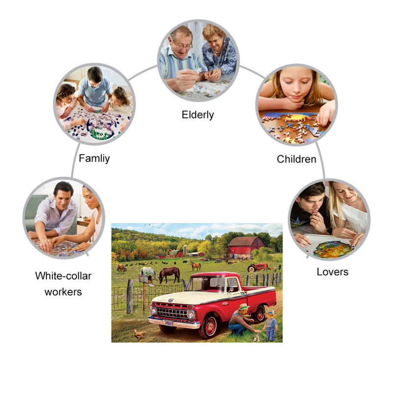 Rubbyoo Grandpa's Old Truck | 1965 Ford Pickup Truck - Wooden Jigsaw Puzzle