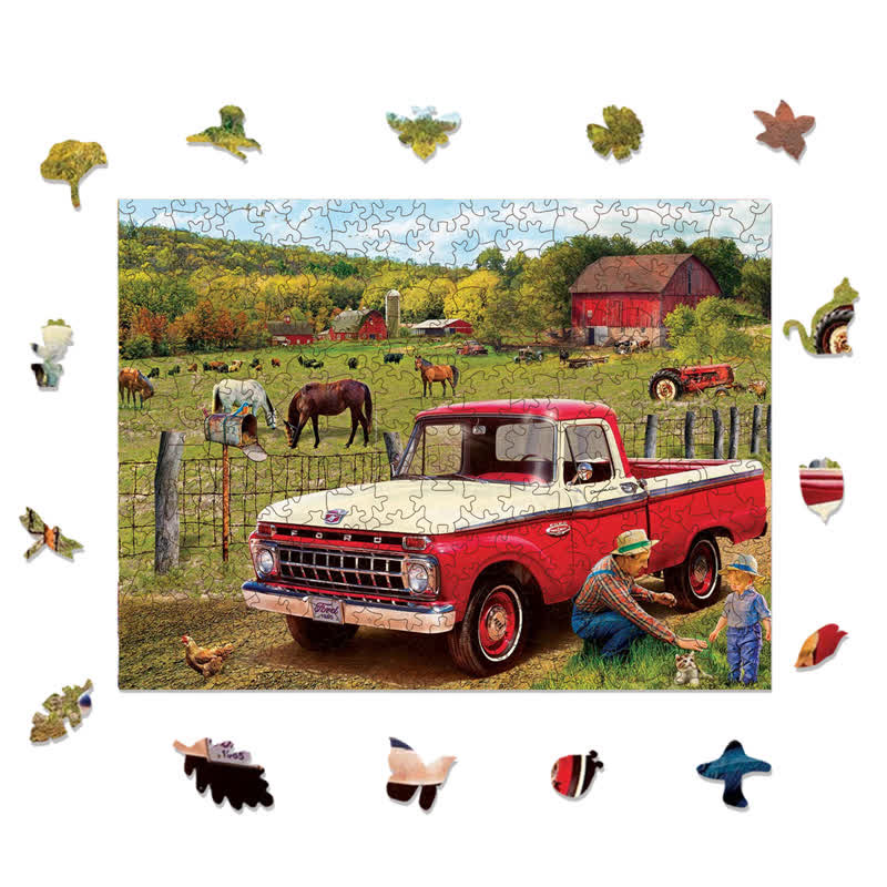 Rubbyoo Grandpa's Old Truck | 1965 Ford Pickup Truck - Wooden Jigsaw Puzzle