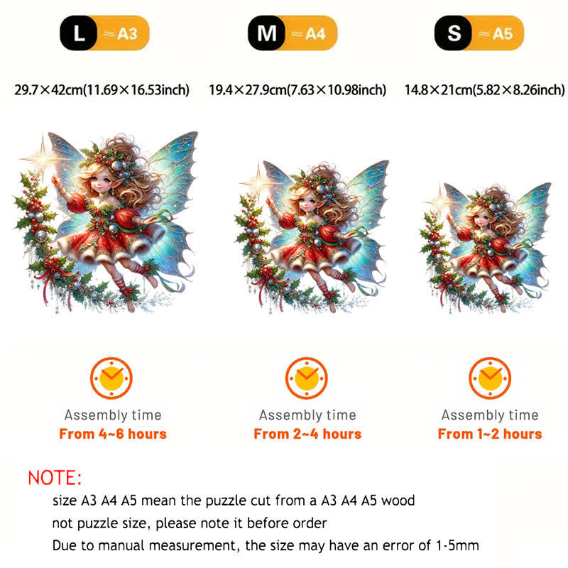 Rubbyoo Beautiful Christmas Fairy - Wooden Jigsaw Puzzle