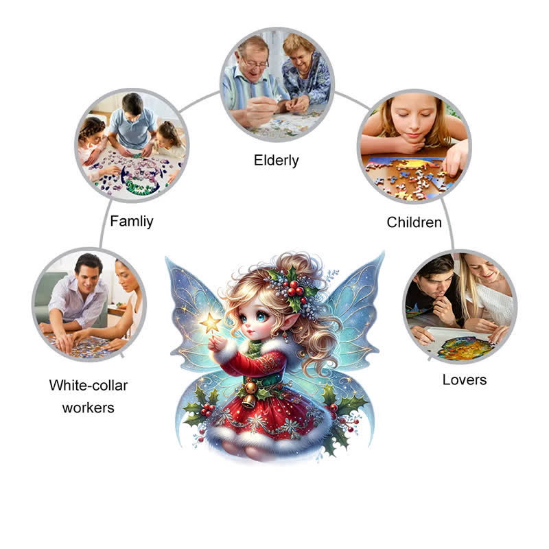 Rubbyoo Cute Christmas Fairy - Wooden Jigsaw Puzzle